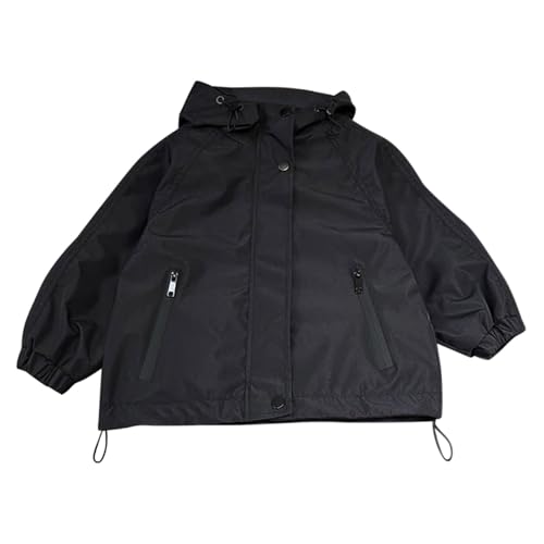Toddler Kids Raincoat Hooded Zip Solid 𝗪aterproof Mesh Lined Outerwear Warm Windproof Coat with Pocket