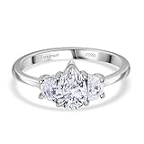 TJC 950 Platinum Lab Grown Diamond Ring 1.50 Ct - VS Clarity, E-F Color - 3-Stone Engagement Ring in PT950 Platinum - Size L