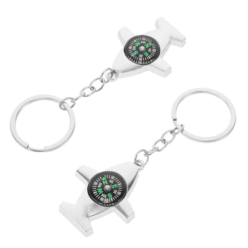 Set 2 brújulas llavero forma avión para camping miniatura 1