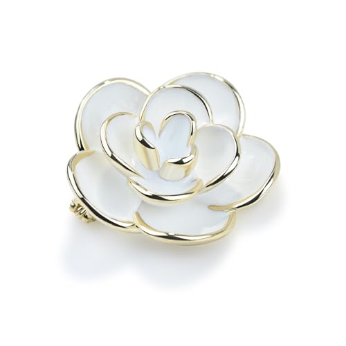 Image of Elegant Crystal Blooming Rose Flower Brooch Lapel Pin Breastpin for Women Birdal Cardigan Hat Scarf Suit Sweater Floral Pins