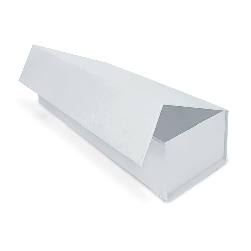 Verpackungswelt Caja de regalo con tapa | 35 x 12 x 12 cm | Caja de regalo con cierre magnético | Perfecto para cumpleaños, boda, Navidad, nacimiento | embalaje de regalo en blanco