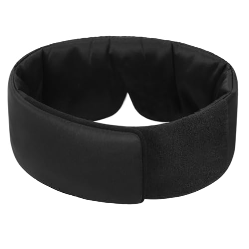 Image of ALASKA BEAR Weighted Eye Mask Silk ALASKA BEAR for Sleeping, Wraparound Style Compression, Wide Headband and Large Coverage Ears for Sound-muffling, Microwavable Beads Filled | Wraparound Style, Wide and Large Ear Coverage, Microwavable Beads Filled