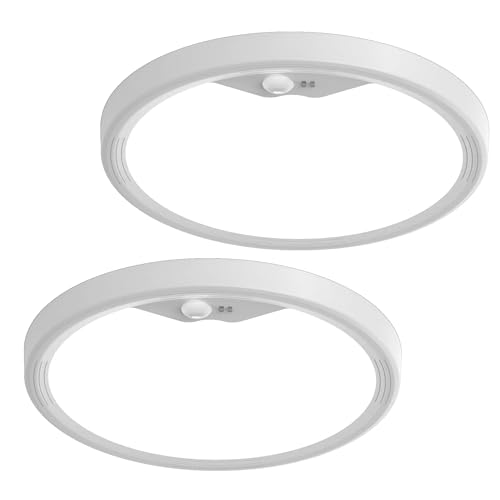 EASY EAGLE Plafon Luz LED con Sensor de Movimiento, 18W Lampara Techo 2700K/4000K/6500K, 1800LM Plafon LED Techo para Cocina Pasillo Balcón Escaleras Garaje Sótano, 22CM (Pack of 2)