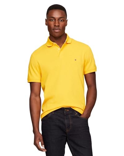 Image of Tommy Hilfiger Men's Short Sleeve Polo Shirts in Slim Fit with Stretch and Organic Pique Cotton