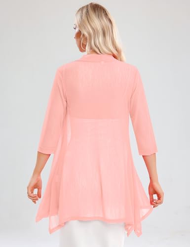 Image of iClosam Women Casual 3 /4 Sleeve Sheer Open Front Cardigan Sweater Kimono