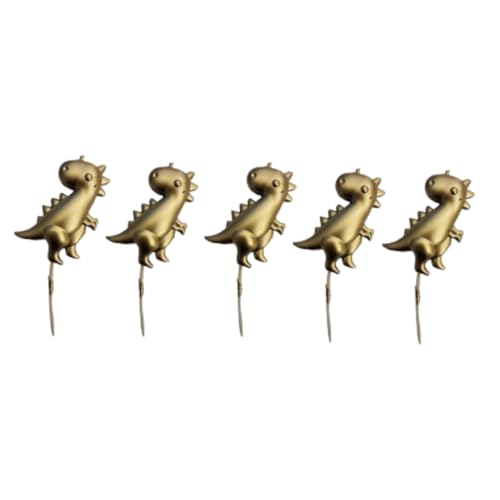 Image of Wanna Party Golden Dinosaur Candles, Dinosaur Candles for Jurassic Theme Kid's Birthday, Birthday Cake Decoration Supplies, Pack of 4