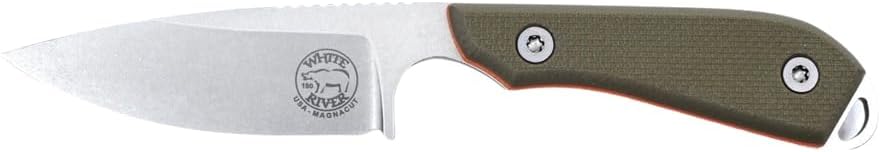 White River Knives M1 Pro Fixed Blade Knife 3" Drop Point CPM MagnaCut Stonewashed Blade G-10 Handle Green
