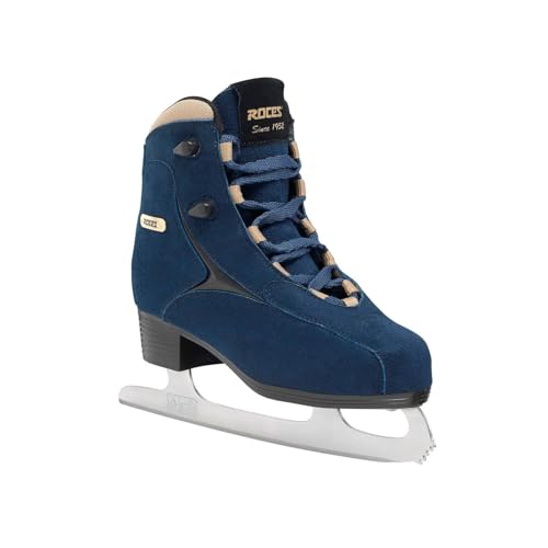 Roces Women's Caje Durable Comfortable Fashionable Lace-Up Figure Ice Skates with Stainless Steel Blade, Blue/Gold, 7 US (EU38)
