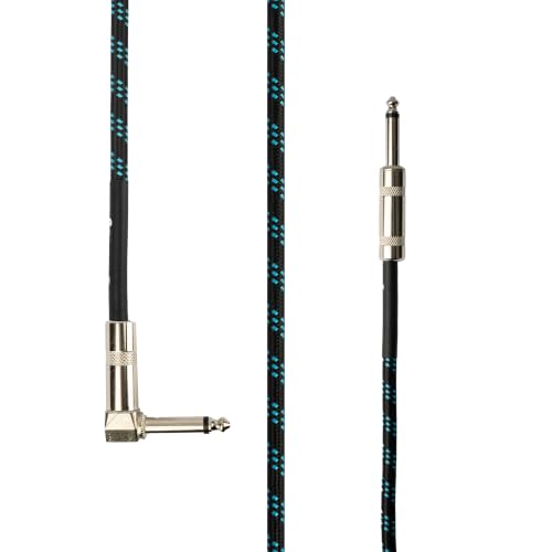 Image of JUAREZ JRZ-CB-B3-BK Guitar Cable, 3M, 6.35mm Male to Male, Braided, for Electric Guitar, Bass, Keyboard, Amplifier, Mixer & Speaker, Black