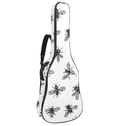 Housse guitare électrique avec motif abeille abstraite fait main 104cm