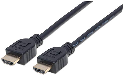 Manhattan HDMI In-Wall CL3 Cable with Ethernet, 4K@60Hz (Premium High Speed), 5m, Male to Male, Black, Ultra HD 4k x 2k, In-Wall rated, Fully Shielded, Gold Plated Contacts, Lifetime Warranty, Polybag