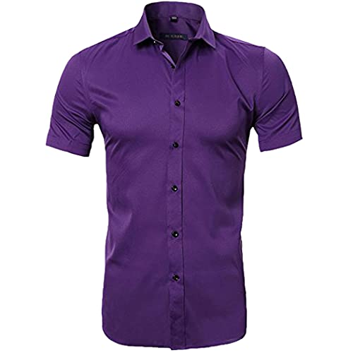 Chemise homme violette en fibre de bambou de prestige S