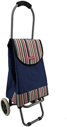 Casa&Casa Dogtooth Aluminium Shopping Trolley on Wheels | 55L Huge Capacity | Elegant and Foldable Shopping Cart for Groceries|2 Wheel| Thermal Liner | Bespoke Designs