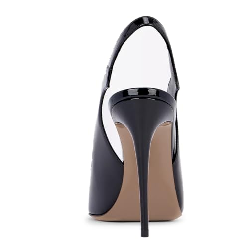 miss left Women Slingback Stiletto Heel Pointed Toe Pumps Slip On Sky High Heel Elastic Backstrap Sandals Comfort Party Dinner Shoes Size 4-16 US4
