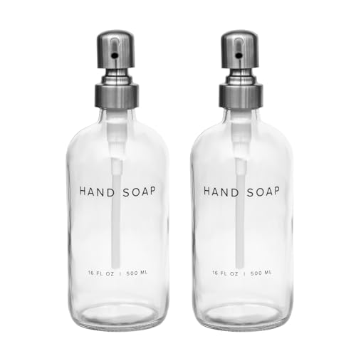 Image of 16 Oz Soap Dispense with Rust Proof Stainless Steel Pump Classic Decor for Bathroom Kitchen Farmhouse Decor Great for Essential Oils, Lotions, Liquid Soaps