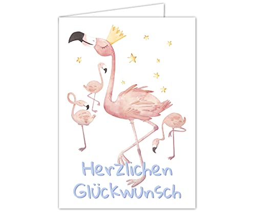 Old English Co. Flamingo Geburtstagskarte Für Sie – Rosa Aquarell, Blanko Innen, Mit Umschlag