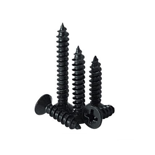 100pcs M1.6 Cross Socket Countersunk Head self-Tapping Screw Flat tip self-Attack Phillips Bolt Black Carbon Steel 4mm-6mm L - (Dimensions: M1.6x6mm)