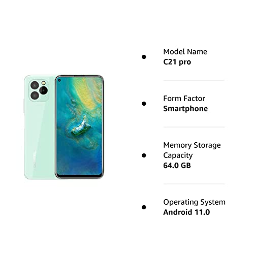Oukitel C21 Pro Unlocked Cell Phone, 6.4" Hd+ Android 11 Unlocked Smartphone 4Gb+64Gb 256Gb Expandable 21Mp Camera 4000Mah Battery 4G Dual Sim Face/Fingerprint Id Otg (Green) #TOP7