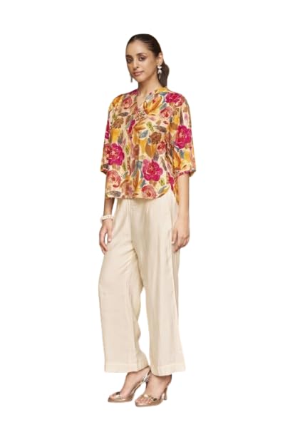 Womens Viscose Rayon Printed Co-Ord Set | Casual Printed 3/4 Sleeve Top and Pant Set for Women | Stylish Mandarin Collar Neck Co-Ord Set-image-31