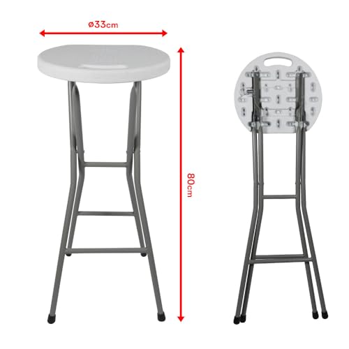 Lot 2 Tabourets Hauts Pliants Blanc 80 cm Oxeo