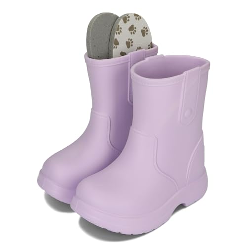 BeKiddy Bottes en caoutchouc EVA pour enfant, légères, imperméables et antidérapantes, avec semelle intérieure, 22/23-34/35, Violet., 30/31 EU