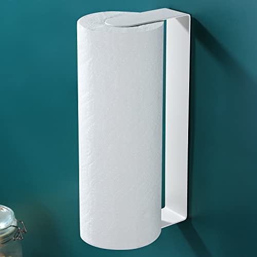 Image of ZUNTO Paper Towel Holder Under Cabinet - Paper Towel Rack for Kitchen, Adhesive Paper Towel Holder SUS304 Stainless Steel(White)