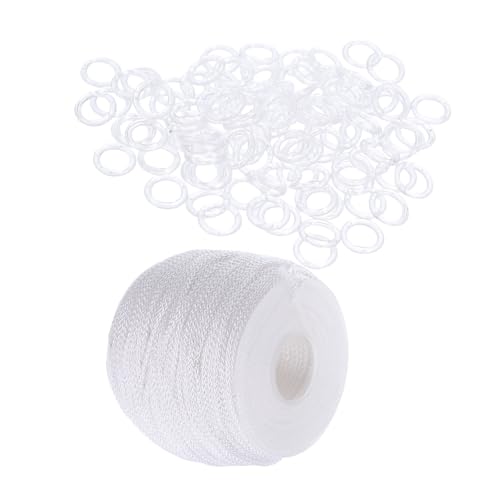 MUCKLILY 1 Set Roman Shade Kit of Curtain Rings Rope for Easy Repair Versatile Design for Home Decor Braided Shade Lift Cord for Blinds DIY Projects