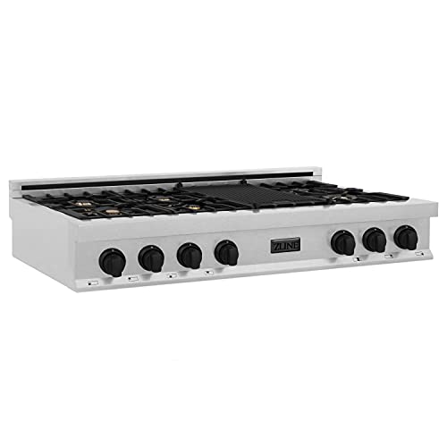 Zline Kitchen And Bath RTSZ-48-MB Zline Autograph Edition 48 Inch Porcelain Rangetop With 7 Gas Burners In Fingerprint Resistant Stainless Steel And Matte Black Accents cover