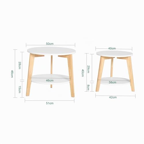 Miniatura 3 de Sobuy 2 Mesas Nido Redondas - Mesas De Centro Para Salón, Grande 50 Cm Y Pequeña 40 Cm, Blanco, Fbt75-W