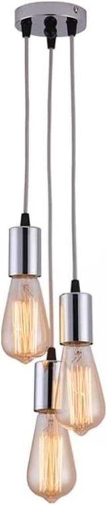 FZQSXAZU Pendant Lamp Fixture 3 Lights Edison Chandelier Retro Industrial Light E27 Holder Lighting Ceiling Compatible with Kitchen Island