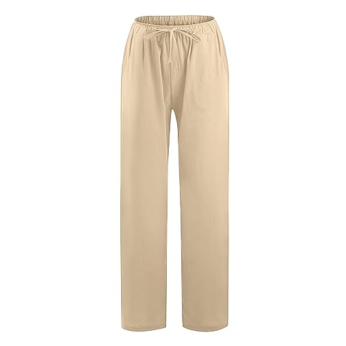 Linen Palazzo Pants for Women Summer Boho Wide Leg High Waist Casual Lounge Pant 2025 Beach Travel Vacation Outfits2