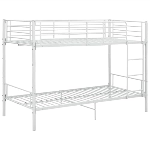 vidaXL Etagenbett Kinderbett Hochbett Metallbett Bett Stockbett Bettgestell Doppelstockbett Schlafzimmer Kinderzimmer Weiß Metall 90x200cm