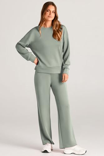 PRETTYGARDEN Womens 2 Piece Outfits 2025 Fall Long Sleeve Sweatshirt Wide Leg Pants Lounge Sets Winter Sweatsuits Tracksuit3