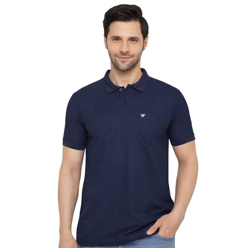 Image of NEVA Men's Regular Fit Half Sleeve Polo Neck T-Shirt with Chest Pocket