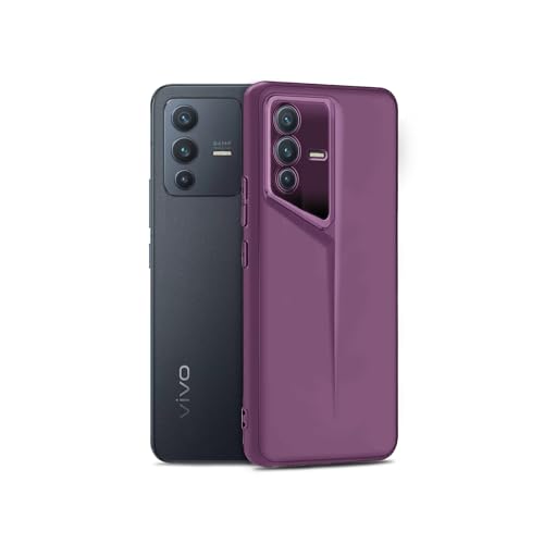 Image of Amazon Brand - Solimo Ultra-Thin Blade Runner Series Matte Finished Camera Protection Soft Back Cover for Vivo V23 - Purple
