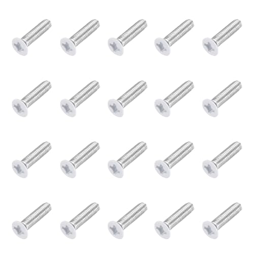 Image of sourcing map M3 x 10mm Flat Countersunk Head Machine Screws 304 Stainless Steel Full Thread Phillips Drive Cross Screw for Furniture Connection Electrical Appliances (White, Pack of 20)