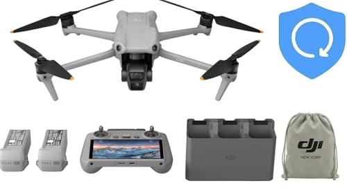 DJI Air 3 Fly More Combo with DJI RC 2, (Including 1-Year NYC Care Plan) Drone with Camera 4K, Dual Primary Cameras, 3 Batteries for Extended Flight Time, 48MP Photo, 20Km Max Video Transmission, FAA Remote ID Compliant