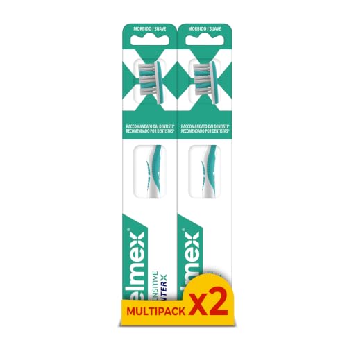 Elmex Sensitive Cepillo de Dientes Suave, 1 Ud, Cepillo con Filamentos Suaves para Dientes Sensibles y Cuellos Dentales Expuestos, Limpieza Interdental, Cabezal con Recubrimiento Suave (Paquete de 2)