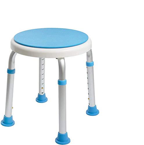 Medical Tool-Free Assembly Adjustable Swivel Shower Stool Seat Bench with Anti-Slip Rubber Tips