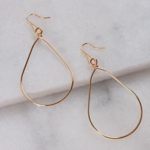 18K Gold or 925 Sterling Silver Plated Dangle Earrings for Women - Minimalist Teardrop Hoops - Hypoallergenic and Safe for Sensitive Ears3