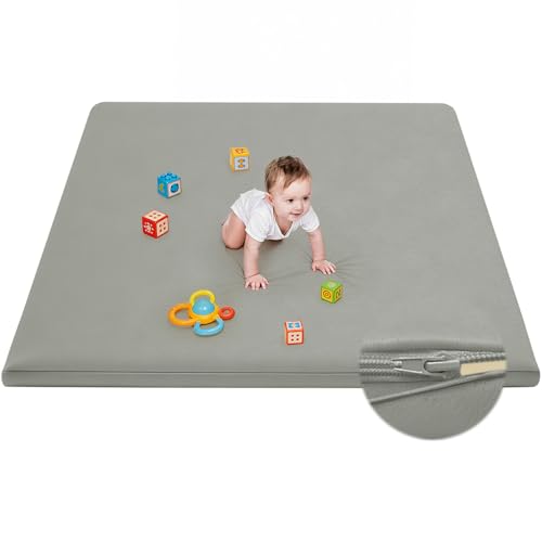 Image of Waterproof Baby Play Mat for Floor Memory Foam 71 * 79 Cushion Playpen Playmat Tummy Time Crawling Mat Nursery Rug Thick Pad Create Soft & Safe Area for Infants,Toddler,Kids,Grey