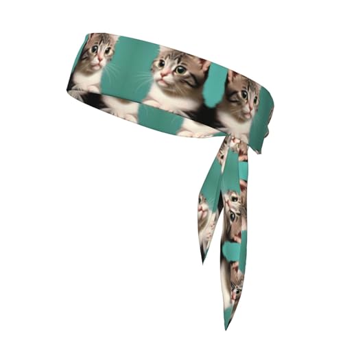 Wzycwb Sports Head Tie Kätzchen Türkis Sport-Stirnband