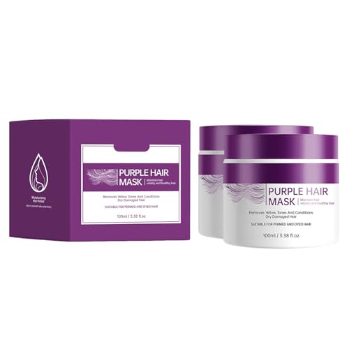 Mascarilla Capilar Morada para Cabello Rubio y Plateado - Acondicionador Profundo Corrector del Tono, Realza el Brillo y Neutraliza los Tonos Cobrizos, 100 ml (2pcs)