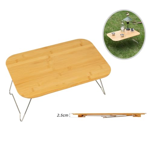 Table pliante en bambou stable pour cuisiner en plein air sans manquer d'espace