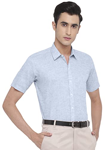 Image of GHPC Cotton Linen Plain Solid Half Sleeves Regular Fit Formal Shirt for Men