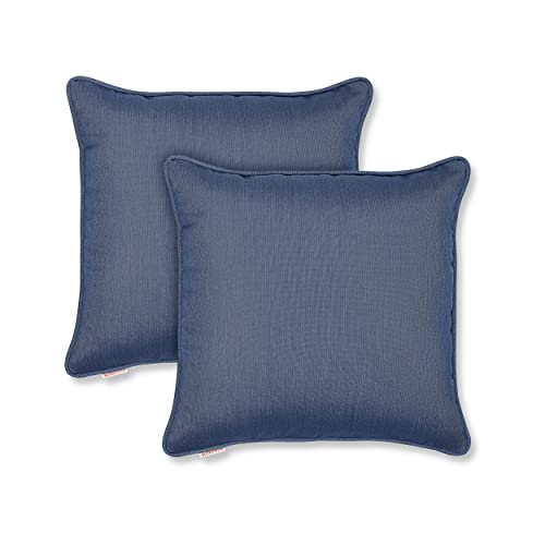 Austin Horn Classics Sunbrella Corded-Edge, Zippered Opening, 24-inch Pillow Cover (Set of 2), No Insert Included (Denim)