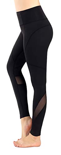 Neonysweets Womens Tummy Control Workout Leggings Fitness Active Tights Running Yoga Pants Phone Pocket Black L