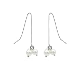 Pendientes de mujer 925 Plata Simple larga borla oreja línea elegante perla colgante mujeres minimalista
