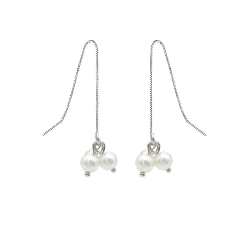 Boucles d'oreilles argent 925 perle de culture suspendue de qualité joaillerie