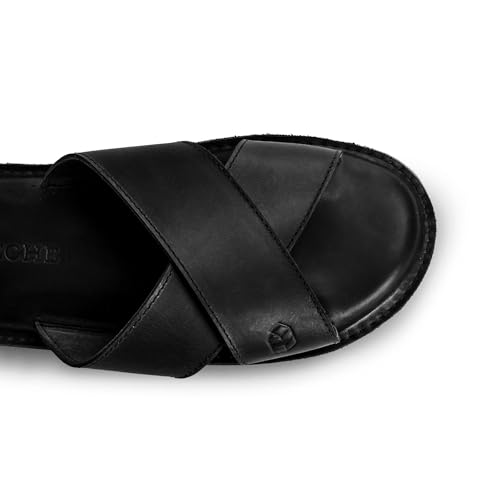 La Leche, The Wanderer Sandals, Slide Sandals with Soft Cushion, Indoor and Outdoor Shoes, Full Grain Leather & Memory Foam, Handmade (Charcoal Black, 11) by La Leche - Used condition - Image 2